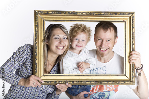 Family portrait isolated on white