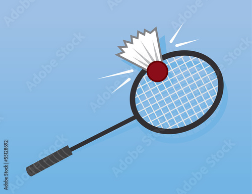 Badminton Racket hitting shuttlecock