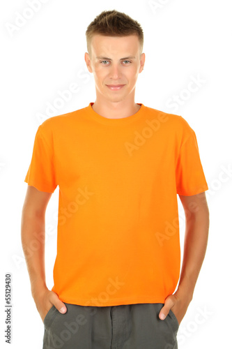 T-shirt on young man isolat...