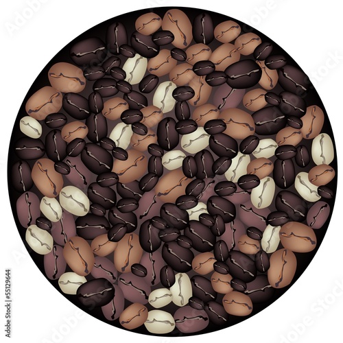Different Colors of Coffee Beans Forming in Circle Shape