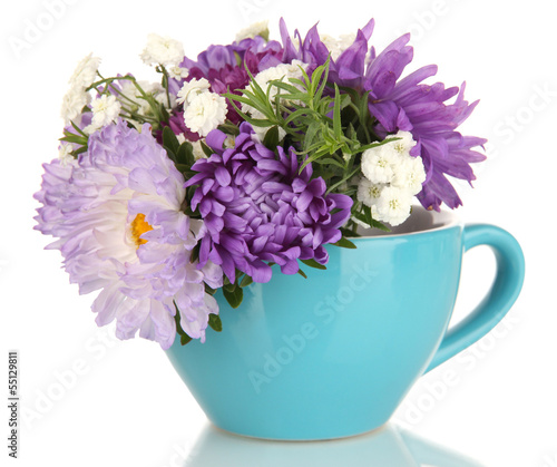 Wallpaper Mural Beautiful bouquet of bright flowers in color mug, isolated Torontodigital.ca