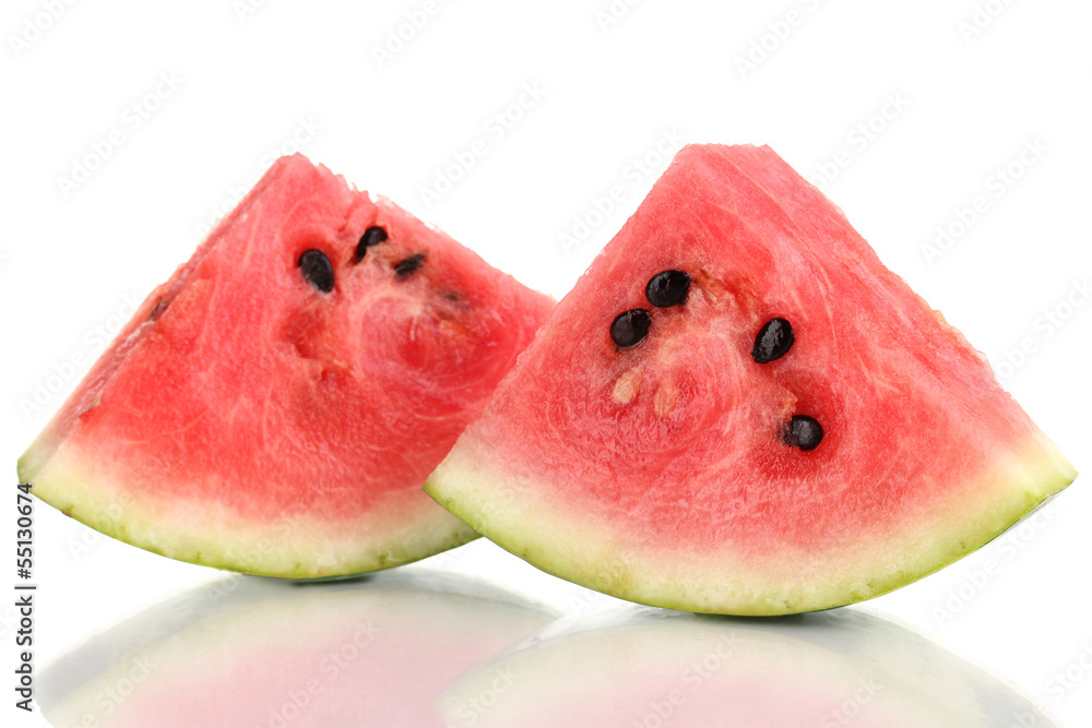 Sweet watermelon slices isolated on white