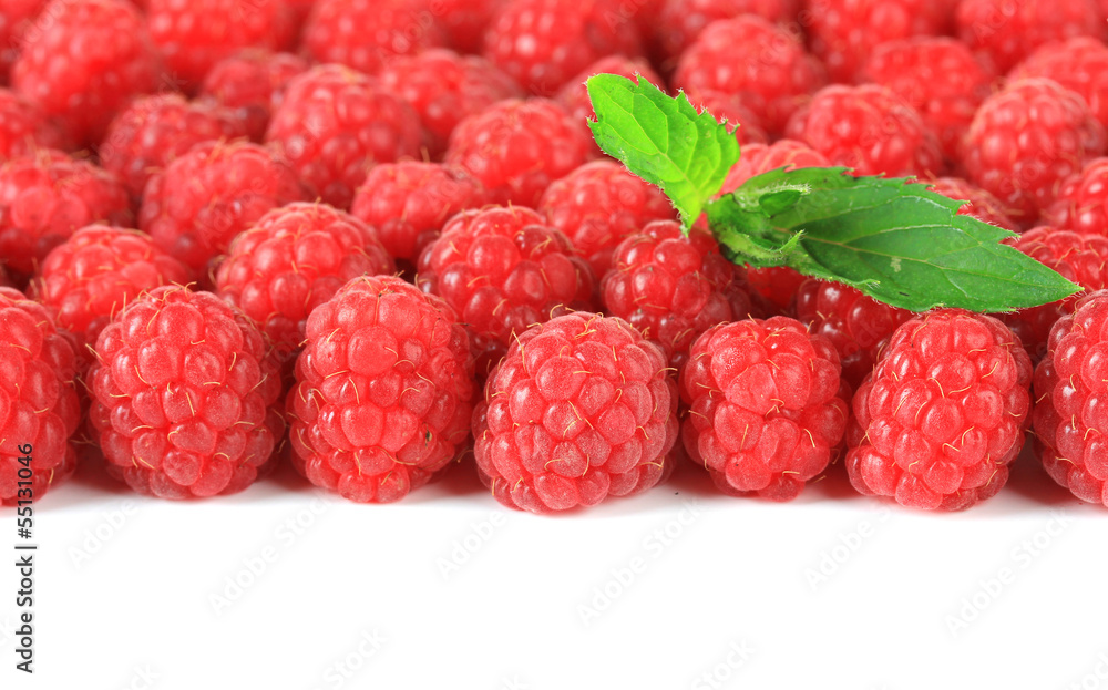 Ripe sweet raspberries isolated on white Ripe sweet raspberries isolated on white