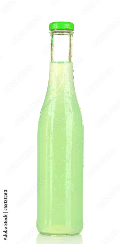 Bottle with tasty drink, isolated on white