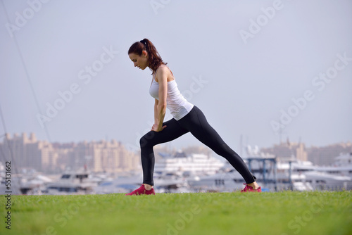 Young beautiful  woman jogging  on morning © .shock