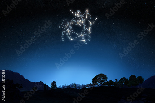 Zodiac Sign Sagittarius with a star and symbol outline photo