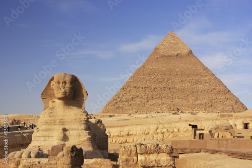 The Sphinx and Pyramid of Khafre  Cairo  Egypt