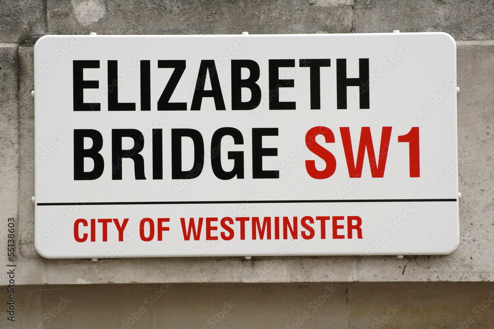 Elizabeth Bridge street sign a famous address in London