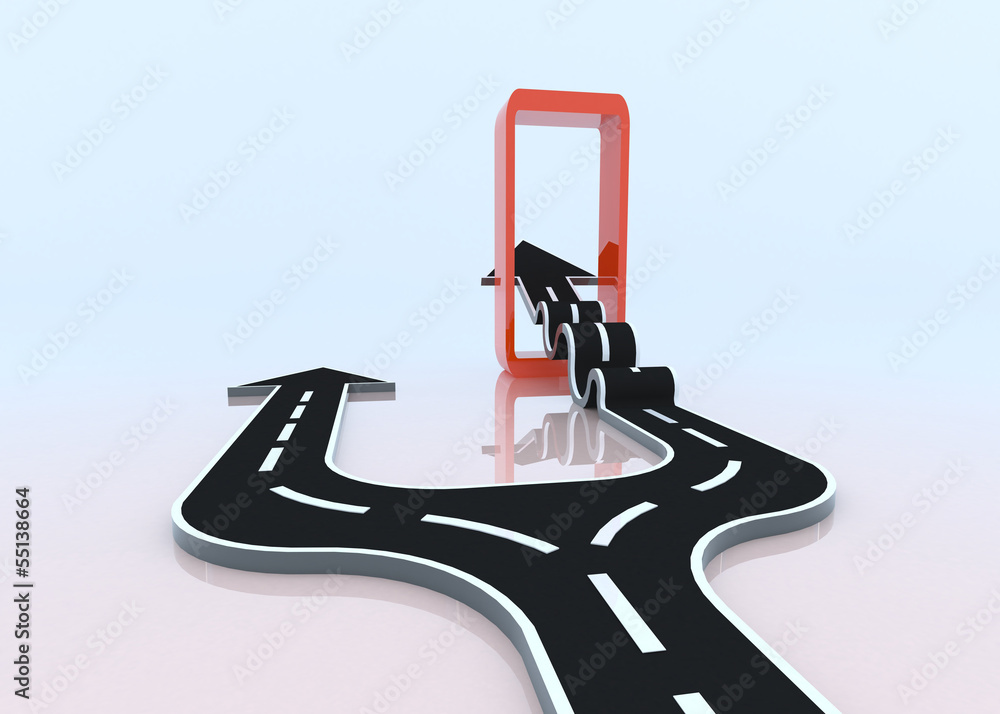 Two 3D arrows taking their own path Two 3D arrows taking their own path