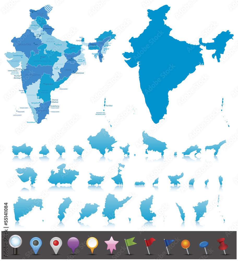 India-highly detailed map.Layers used.