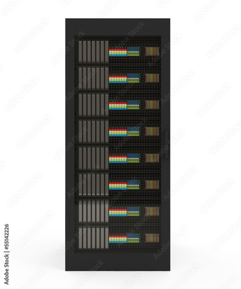 Modern Server Rack isolated on white background Modern Server Rack isolated on white background
