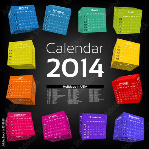 3d cube calendar 2014