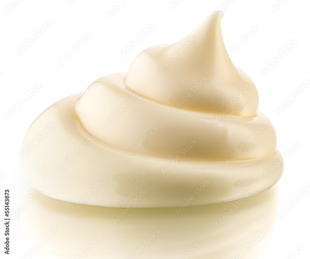 Handful of mayonnaise. Swirl on white background. Clipping path. Handful of mayonnaise. Swirl on white background. Clipping path.