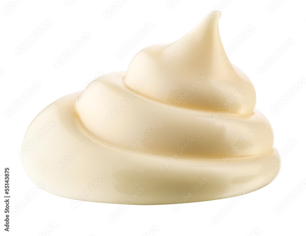 Handful of mayonnaise. Swirl on white background. Clipping path. Handful of mayonnaise. Swirl on white background. Clipping path.