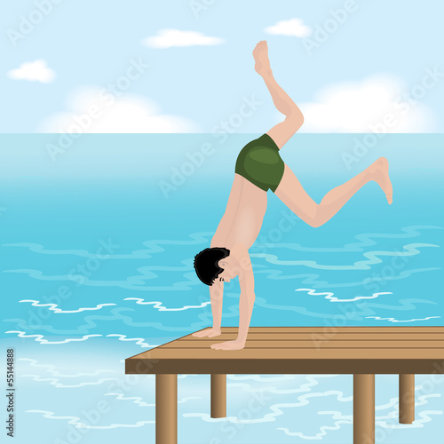 Man jumping in the sea