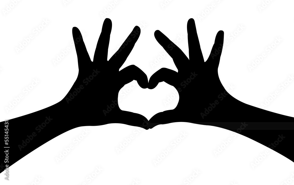 hands silhouettes with hearts hands silhouettes with hearts