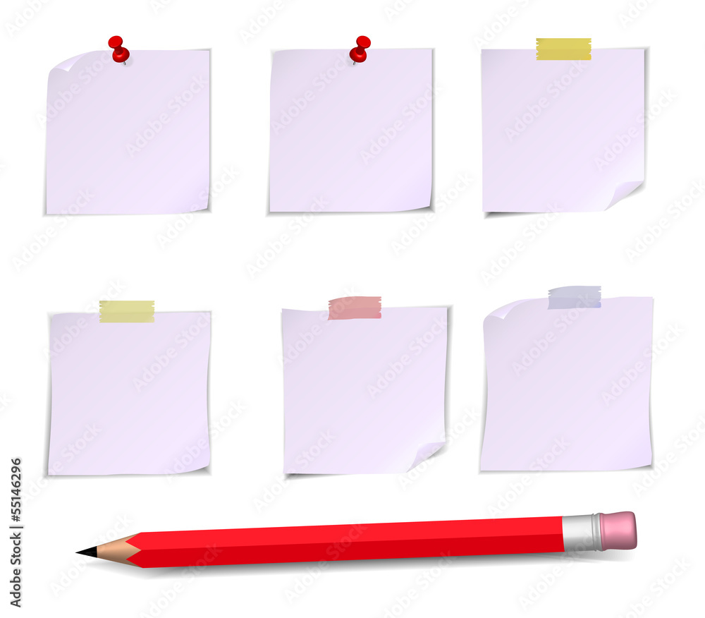 Adhesive Notes with pin, scotch and pensil Adhesive Notes with pin, scotch and pensil
