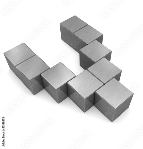 letter V cubic metal