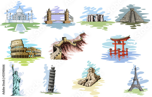 vector illustration of collection of World Famous Monument