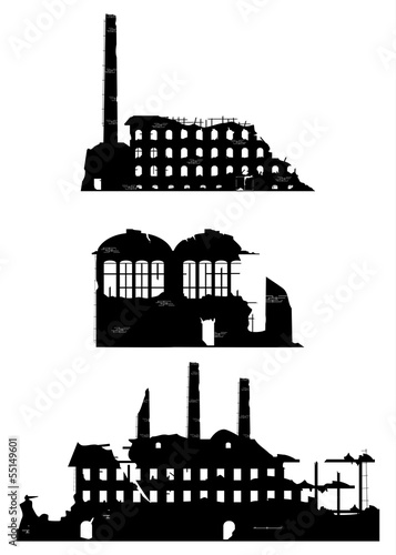 Industrial ruins on a white background.