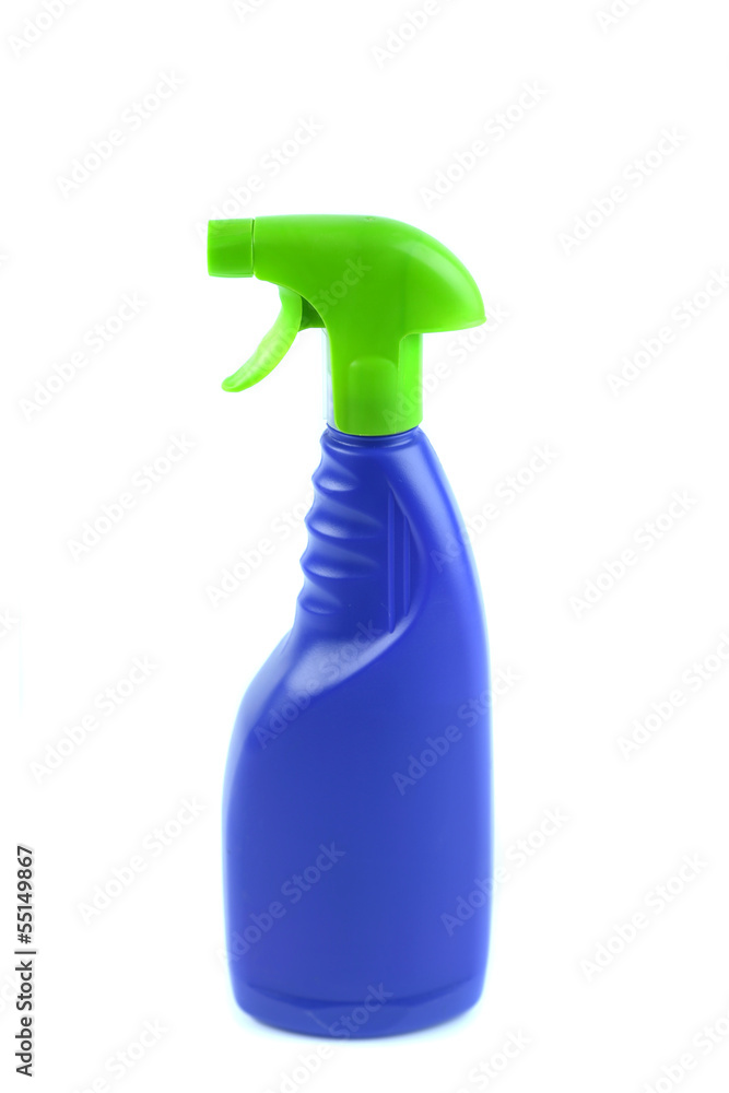 Blue plastic spray bottle isolated Blue plastic spray bottle isolated
