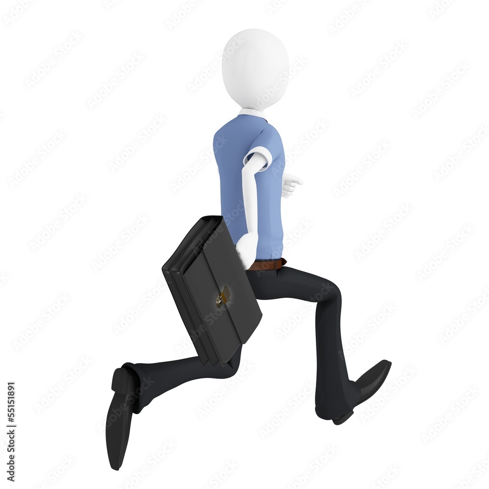 3d man running with briefcase