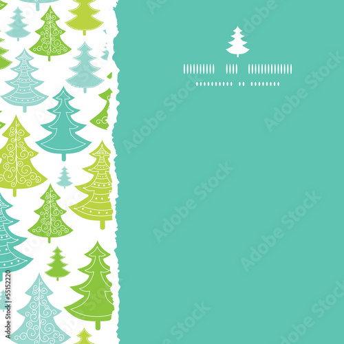 Vector holiday Christmas trees square torn seamless pattern