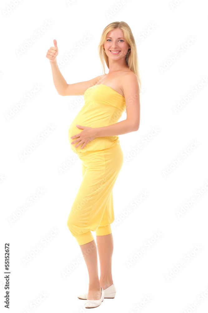 young pregnant woman on a white background young pregnant woman on a white background