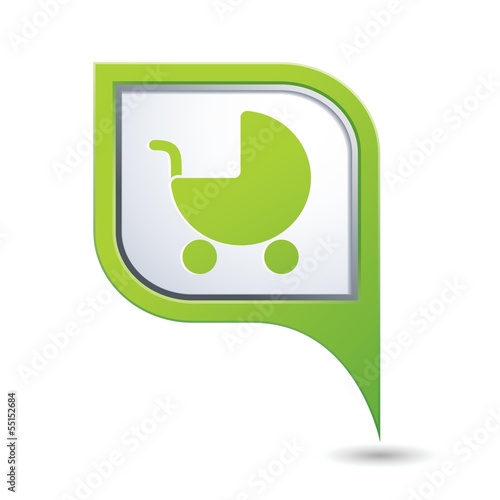 Map pointer with baby carriage icon