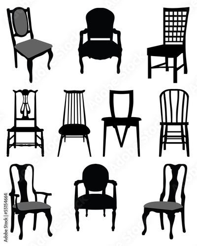 Set of silhouettes chairs-vector