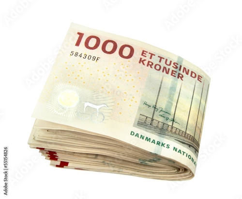 Folded Danish kroners - 1000 DKK photo