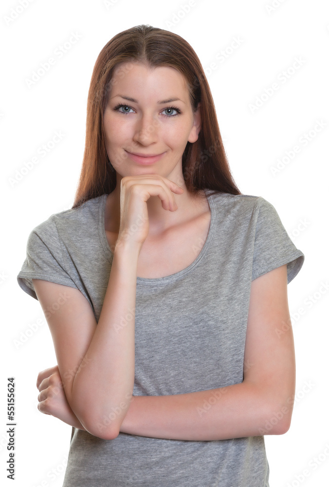 Friendly smiling woman with brunette hair Friendly smiling woman with brunette hair
