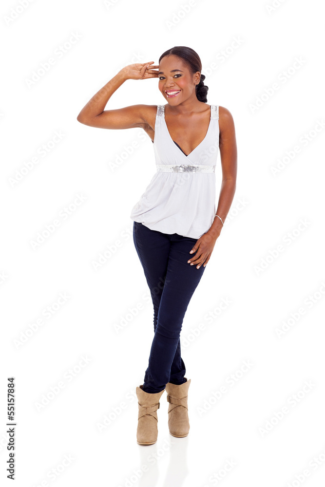 confident young african woman isolated on white confident young african woman isolated on white