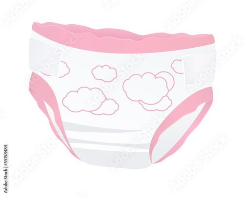 Papier peint Baby diapers for girl with funny picture. Vector