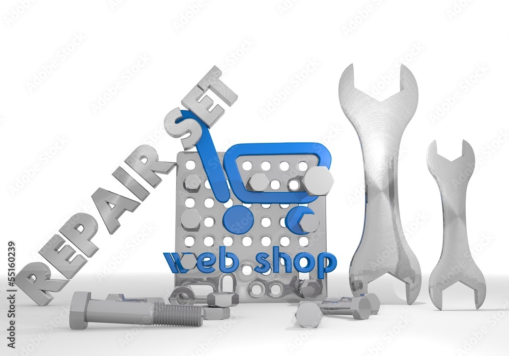 Illustration of a shopping web shop symbol repair set Illustration of a shopping web shop symbol repair set