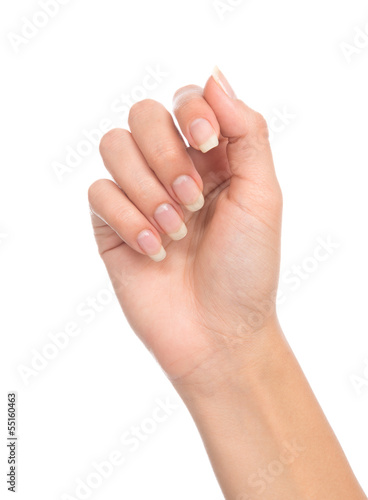 Beautiful woman hand with french manicure nails