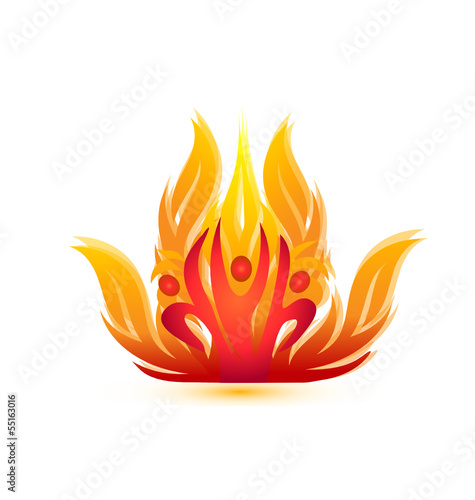People on fire logo-rescue team firemen symbol vector
