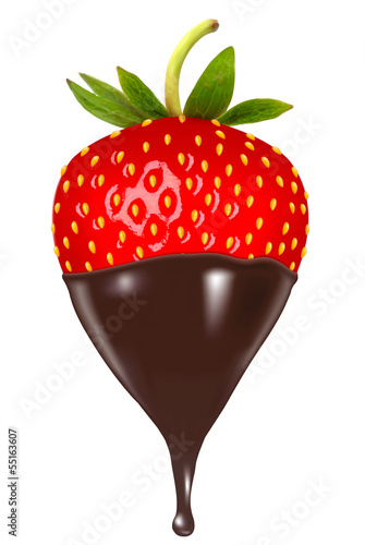Chocolate dipped strawberry. Vector