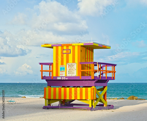 Miami Beach Florida USA, typical Art Deco lifeguard house