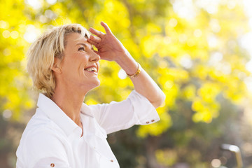 mature woman looking up
