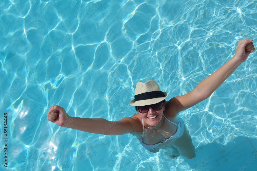 Happy woman in swimming pool