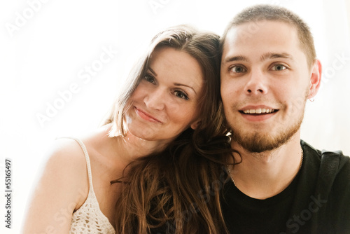 Attractive man and woman being playful