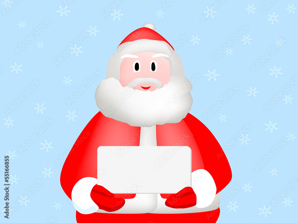 Happy Santa Claus holding a signage board Happy Santa Claus holding a signage board
