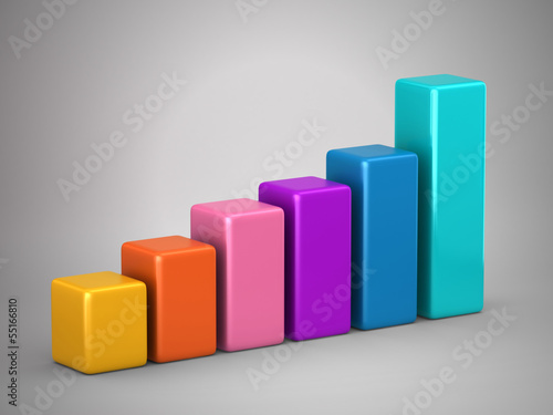 3d render of bar graph growing up