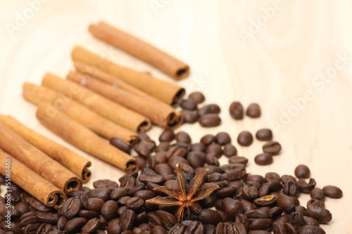 coffee beans on wooden surface