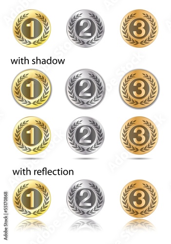 Badges - gold, silver, bronze