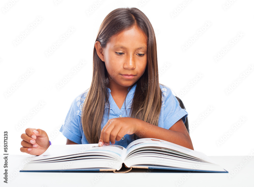 girl reading a book on a white background girl reading a book on a white background