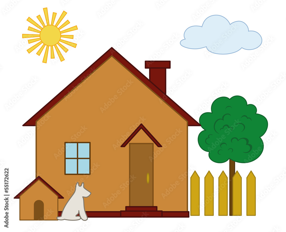 House, dog and tree House, dog and tree