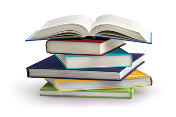 stack of books isolated on white background