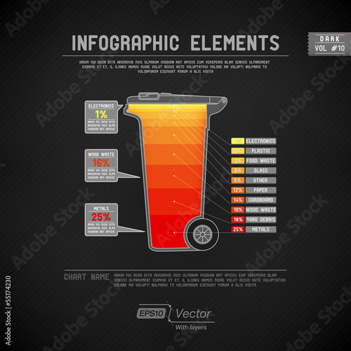 Detailed colorful infographic elements - Trashbin